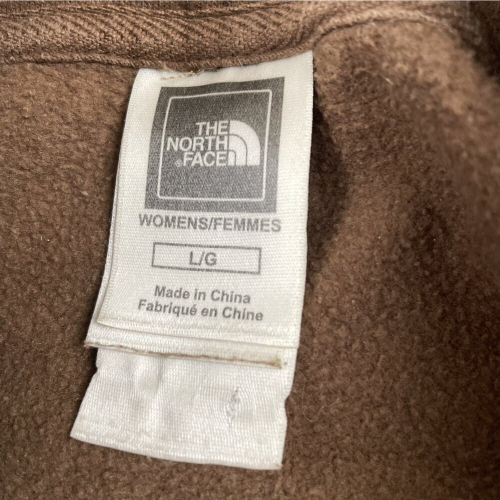 The North Face Hoodie Sweatshirt Women’s L Brown Logo Pullover Cotton Blend - Picture 7 of 8